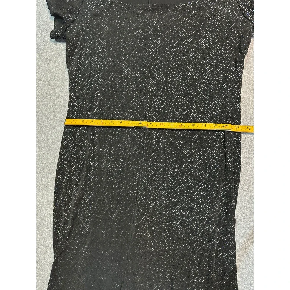 Delta Burke Collection Womens Black Silver Glitter‎ Maxi Dress Square Neck Large